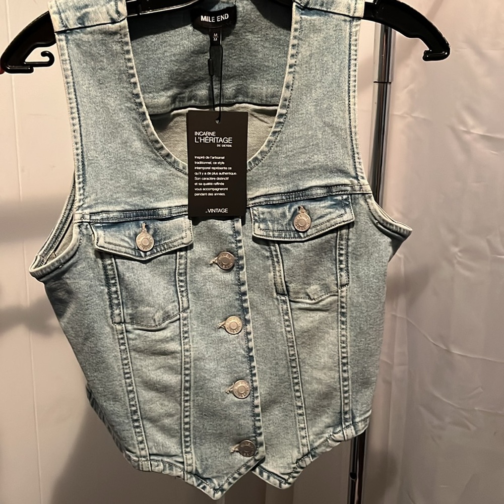 Denim Button-Front Vest
